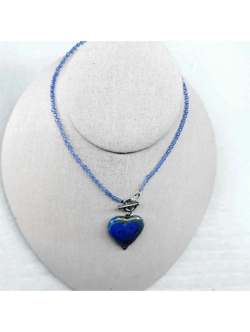 5340mc. Periwinkle Ceramic Heart Necklace